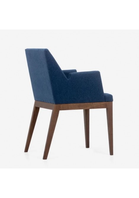 Καρέκλα υφασμάτινη KR125 με ξύλινα πόδια σε μπλε χρώμα