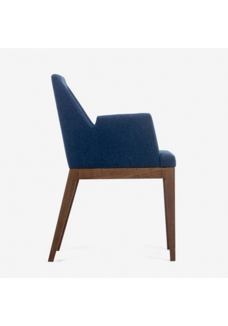 Καρέκλα υφασμάτινη KR125 με ξύλινα πόδια μπλε.